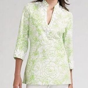 Lilly Pulitzer Newberry Tunic beaded draw the line faille floral tunic sz 6